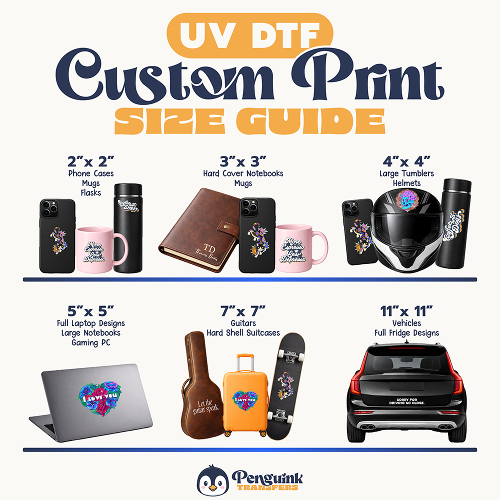 3D UV DTF Transfers By Size